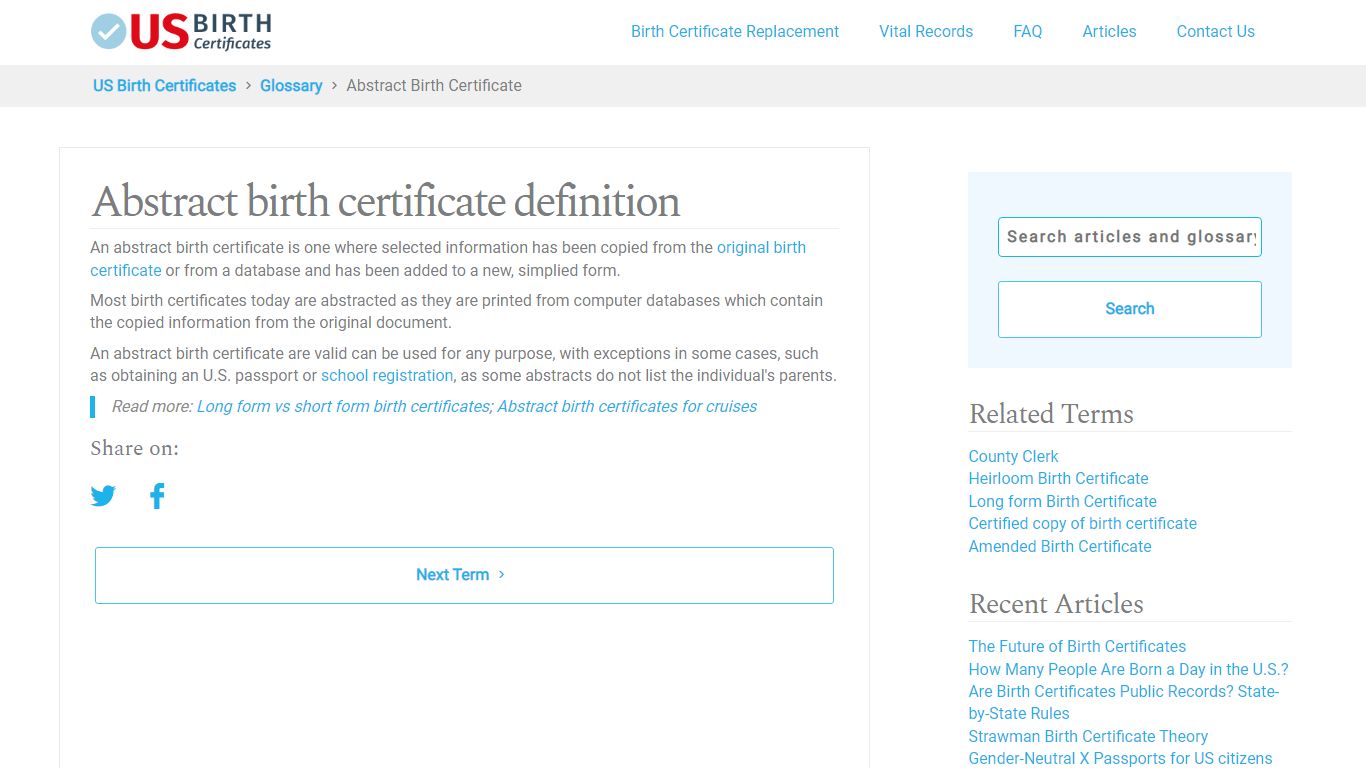 What is an Abstract Birth Certificate? - US Birth Certificates